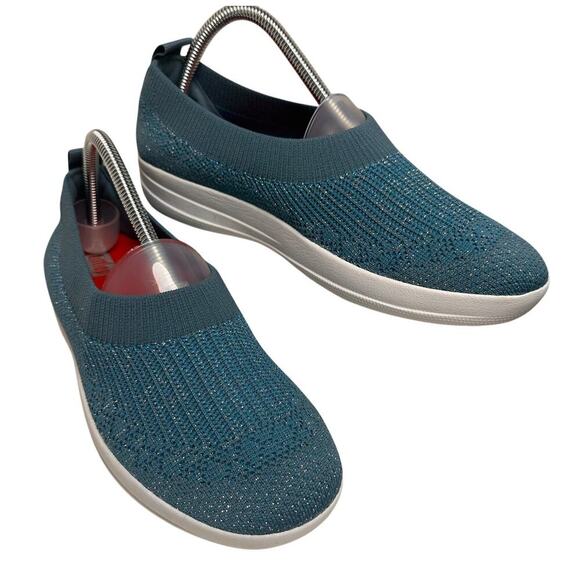 FitFlop Uberknit Slip On Ballet Flat Power Blue Sz US 9 Comfort Casual Workwear - Picture 1 of 15